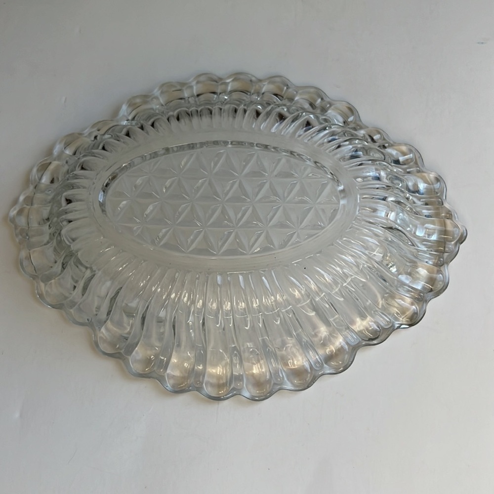 Vintage Clear Pressed Glass Relish Tray Candy Serving Dish